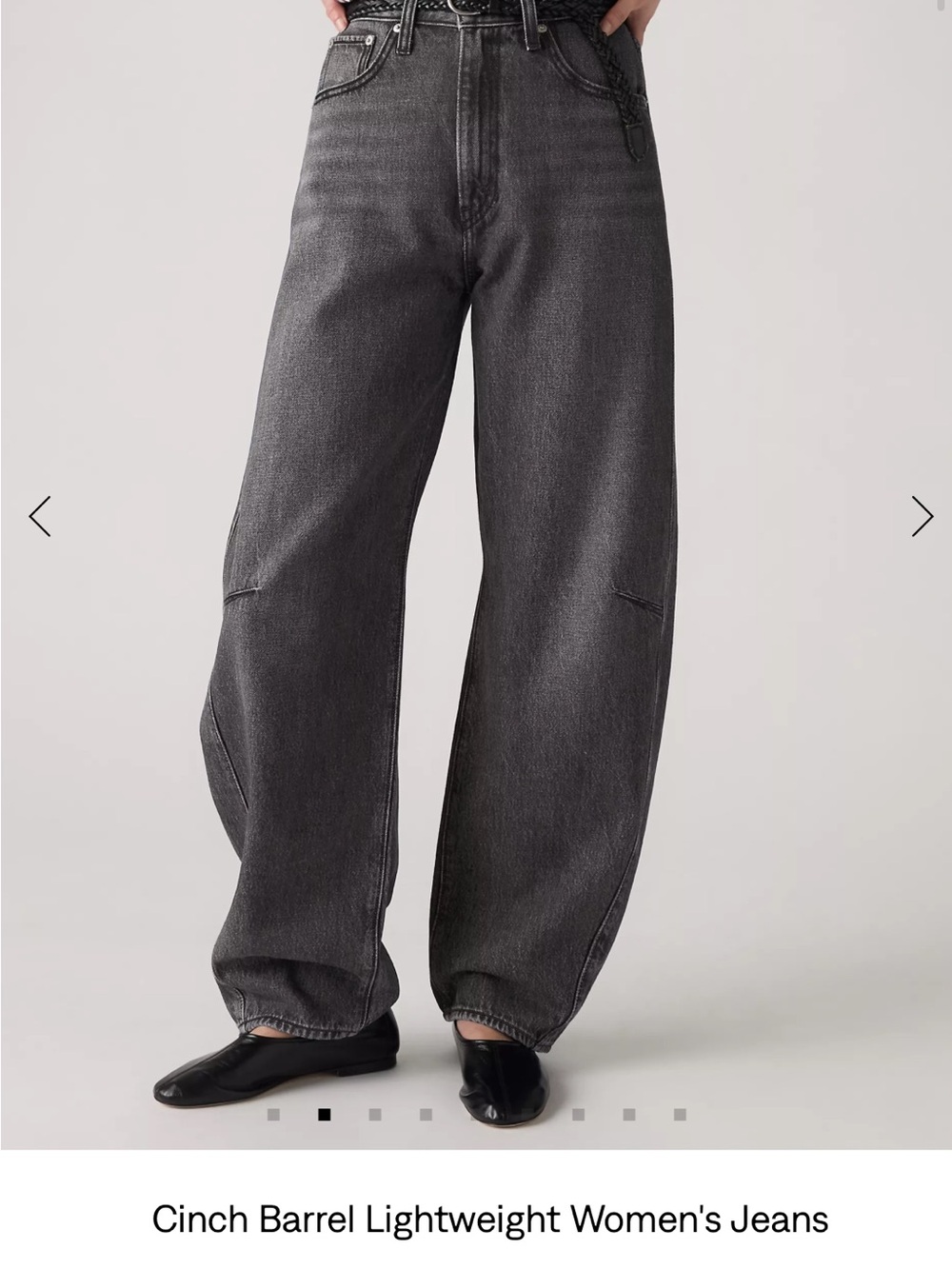 Cinch Barrel Lightweight Wide-Leg Jeans — Black